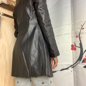 Anne klein Mid-Length zip front  leather coat